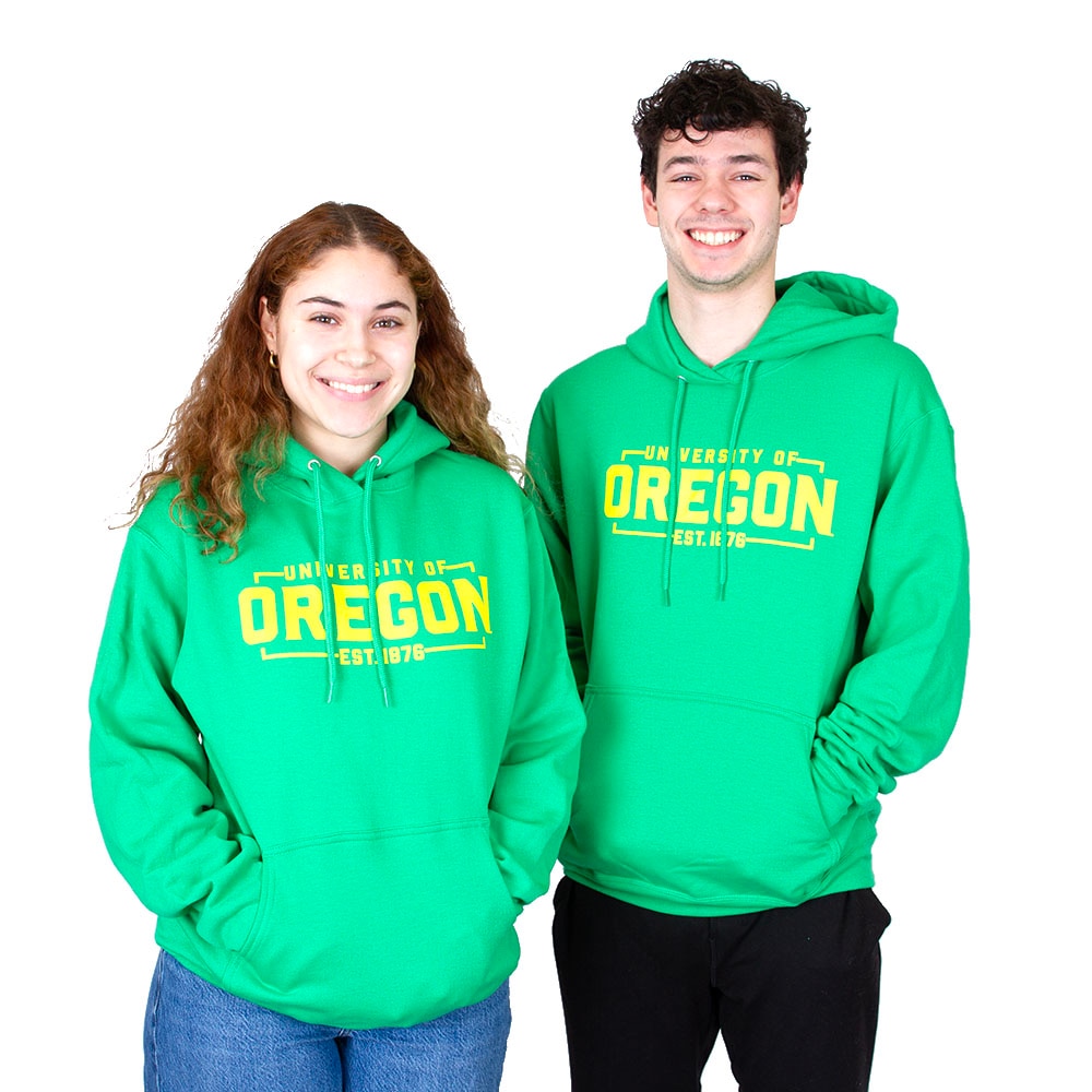 1876, McKenzie SewOn, Green, Hoodie, Cotton Blend, Men, Unisex, University of Oregon, Pullover, Sweatshirt, 942070